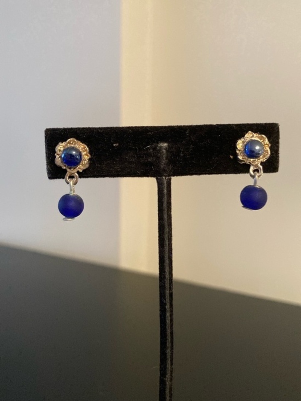 Blue Glass Drop Earrings - Unbranded